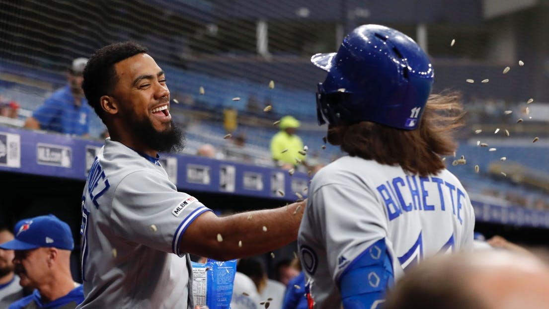 Teoscar Hernandez breaks out the trident and newly-bejeweled Swellmet! :  r/baseball