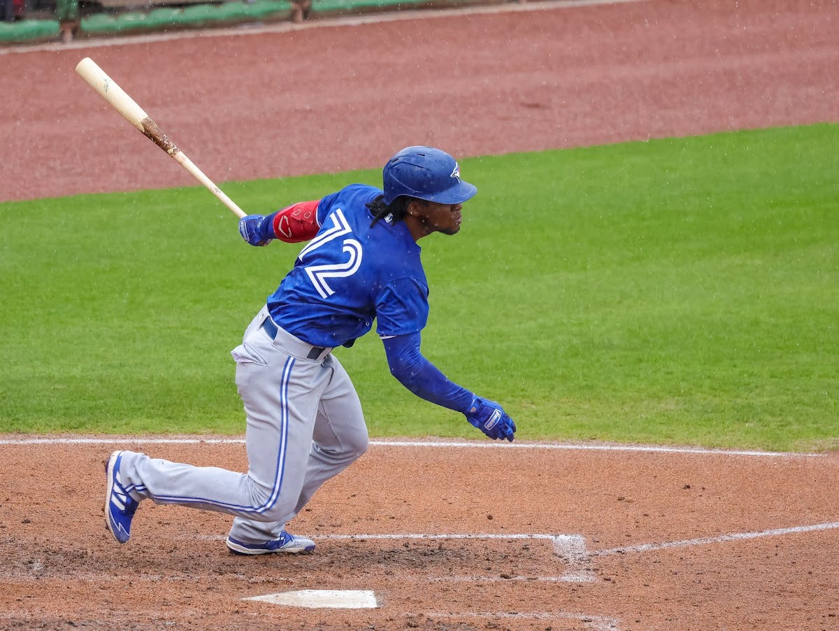 FCL Blue Jays Yhoangel Aponte (23) bats during a Florida Complex