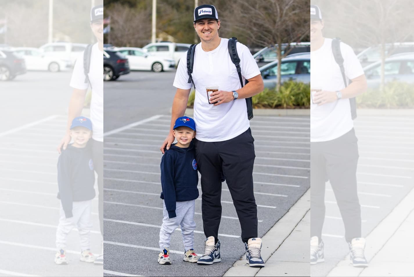 Toby Swanson, four-year-old son of Blue Jays reliever Erik Swanson, in ...