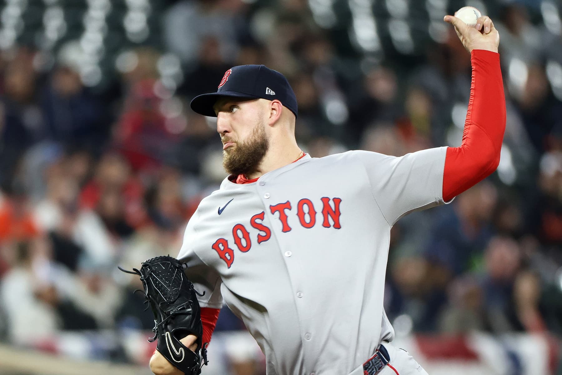 Boston Red Sox pitcher Garrett Crochet (35) throws the ball during the fourth inning against the Baltimore Orioles at Oriole Park at Camden Yards.