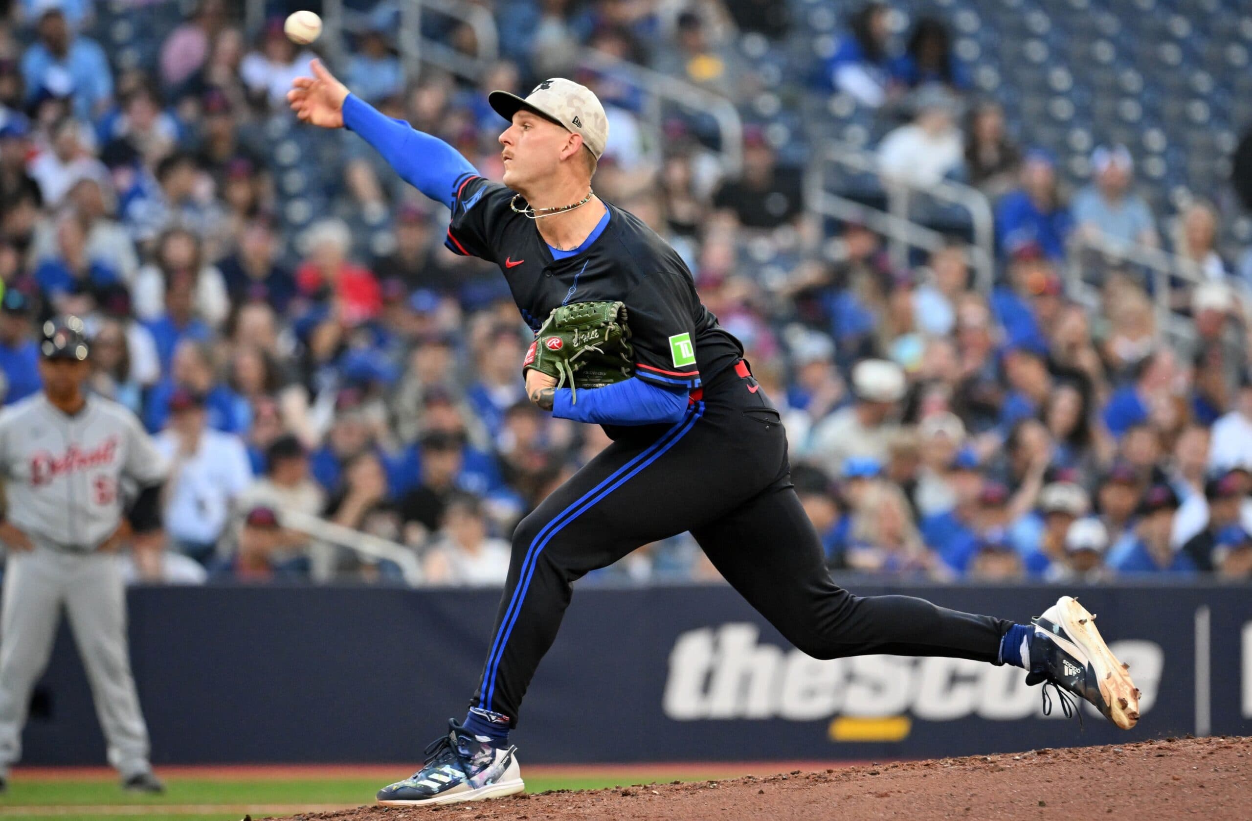 Toronto Blue Jays pitcher Bowden Francis (44) throws against the Detroit Tigers in the second inning at Rogers Centre.