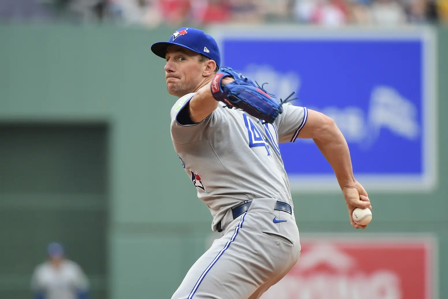 Toronto Blue Jays starting pitcher Chris Bassitt (40) pitches during the first inning against the Boston Red Sox at Fenway Park.